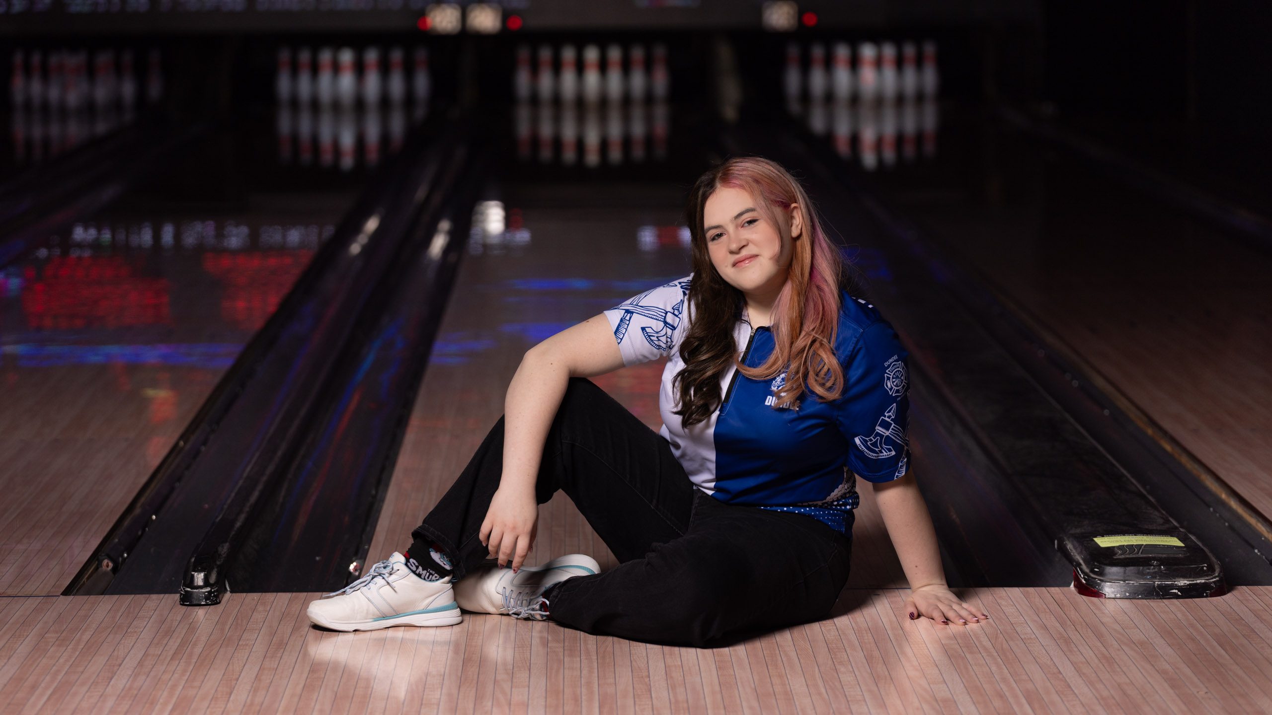 High school senior bowler at the lanes — Ann Arbor senior and athlete portraits